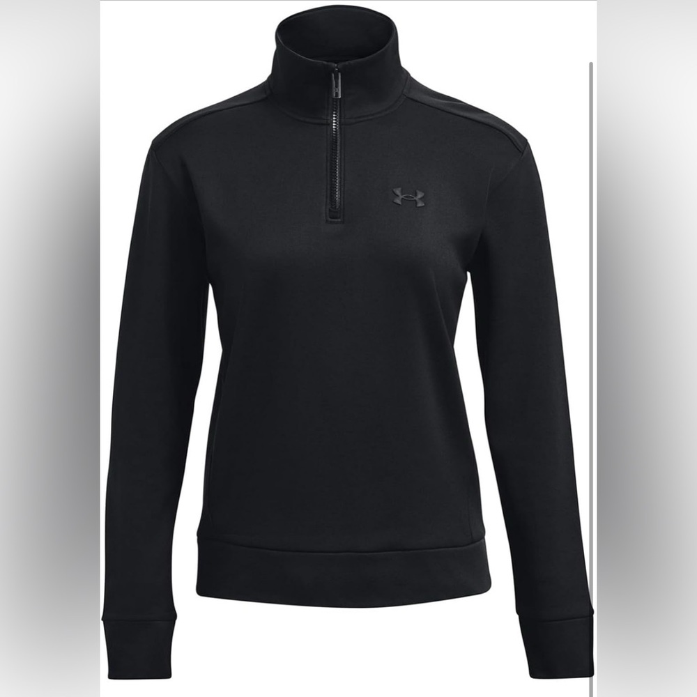 •UNDER ARMOUR•BLACK FLEECE LINED 1/4 ZIP LOGO PULLOVER SWEATER SIZE SMALL VGUC